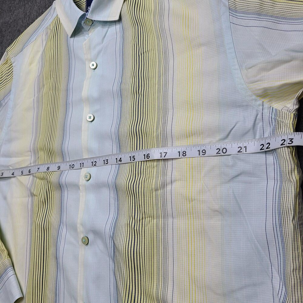 Tommy Bahama Shirt Mens Large Blue‎ Yellow Striped Button Up 100% Cotton Casual - Picture 3 of 9
